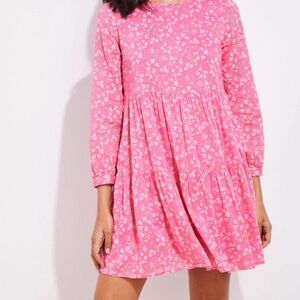 Vineyard Vines Pink Floral Tiered Dress with Green Accents